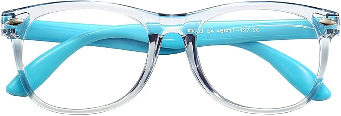 FANNYGO 1 Pack kids Blue Light Blocking Glasses For Girls And Boys Computer Blue Light Blocking Glasses For Age 3-11 (Light blue)