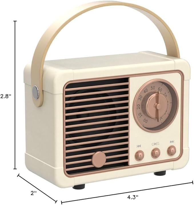 Retro Bluetooth Speaker, Portable Wireless Speaker with Crystal Clear Stereo Sound Rich Bass, Vintage Decor, Birthday Gifts for Women Teenage (Beige)