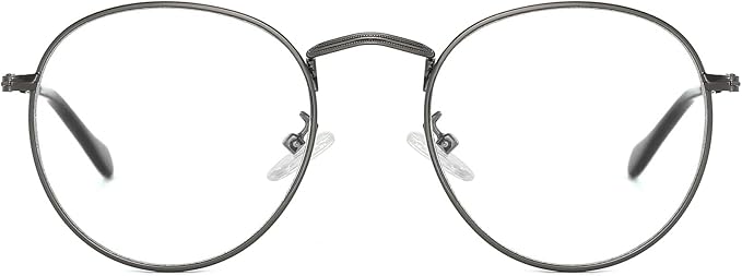 AIEYEZO Blue Light Glasses for Women Men Fashion Retro Circle Wire Frames Eyeglasses Anti-Blue Light Computer Gaming Glasses