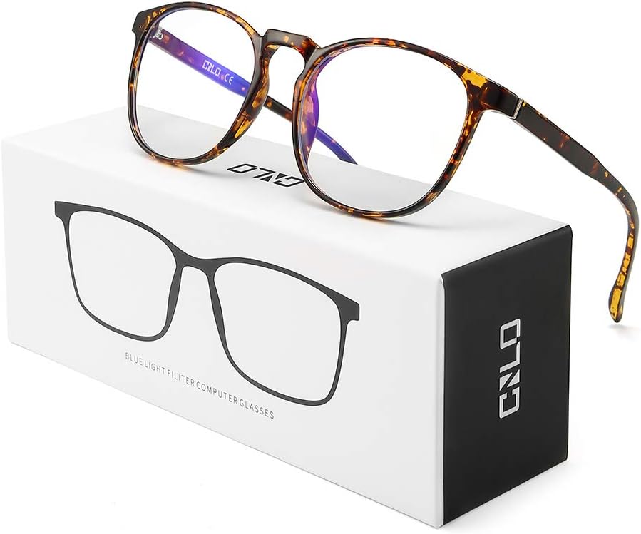 CNLO Blue Light Blocking Glasses,Computer Glasses,Anti Eyestrain, Lightweight Frame Eyeglasses,Men/Women… (Amber)