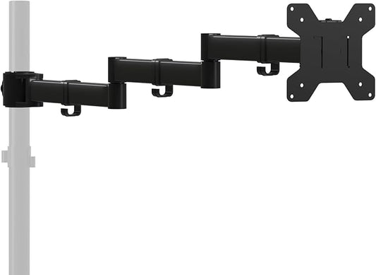 suptek Single Monitor Arm, Universal 3 Tier Arm Fully Adjustable Pole Mount Bracket Monitor Mounting for 13 to 27 inch Screen, Weight up to 22lbs, Mounting Holes 75x75mm to 100x100mm,Black