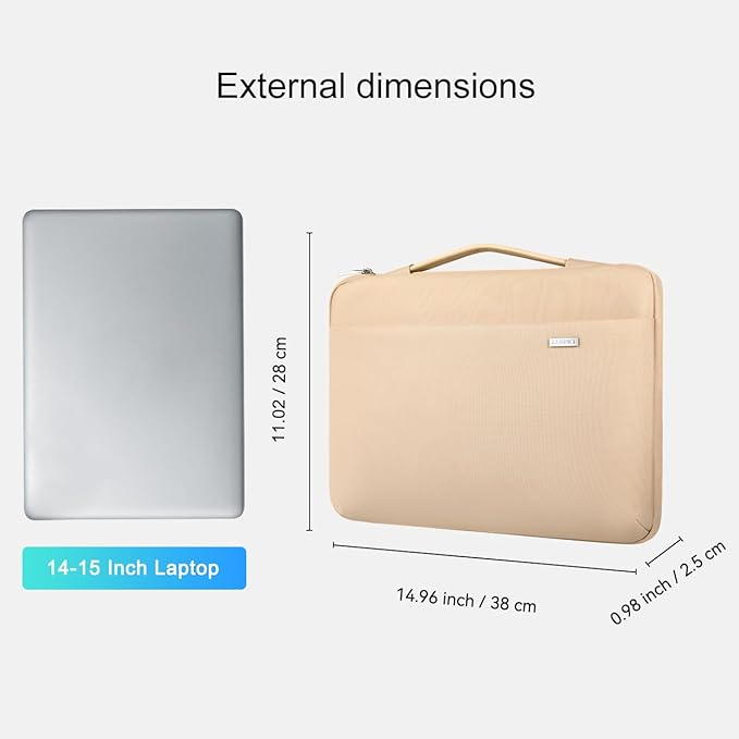 LANDICI 360°Laptop Sleeve Case 14 15 Inch Compatible with MacBook Air 15 M2/M3/M4 2022-2025, MacBook Pro 15, Hp chromebook 14, Waterproof Computer Bag Cover with Handle, Apricot