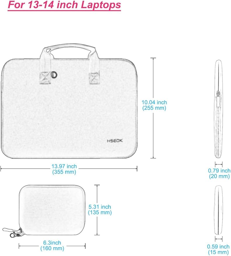 Hseok Elastic Laptop Case 13.3-14 Inches Sleeve with Small Case, Neoprene Carrying Bag Compatible with MacBook Neo 14, MacBook Pro 14 M5/M4/M3/M2/M1, XPS 14 and Most 13.3-14 Notebooks,S02B01