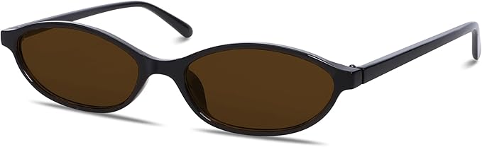 GUVIVI Retro Oval Sunglasses for Women Chic Cat Eye 90s Sunnies Lightweight Narrow Shades Trendy UV protection Sun Glasses