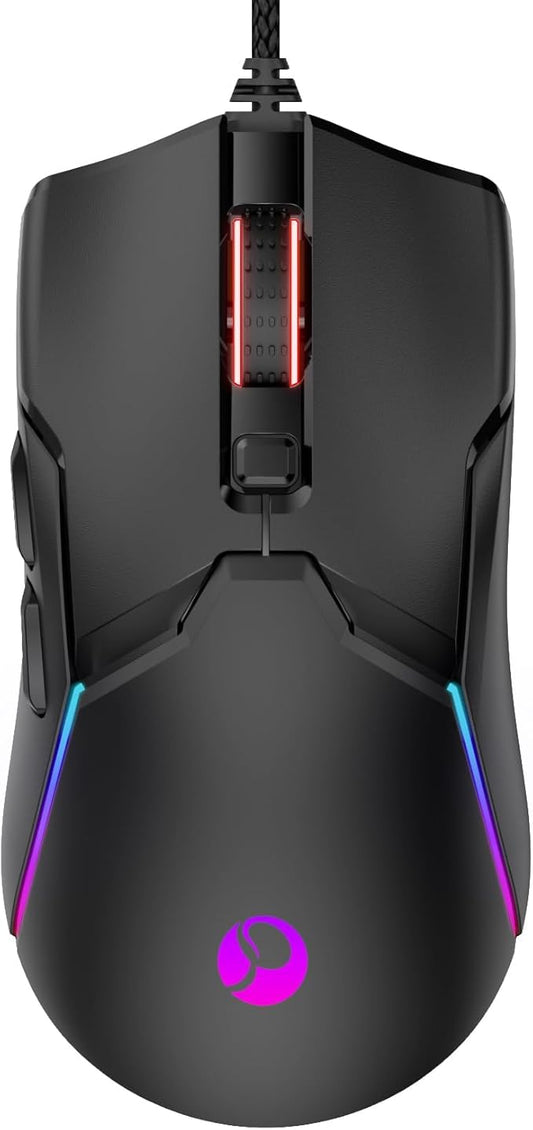Wired Gaming Mouse,Ergonomic 8000 DPI Optical Gaming Mice with 12 RGB Backlit Modes, 6 Programmable Buttons, DIY Software for PC Gamer & Office