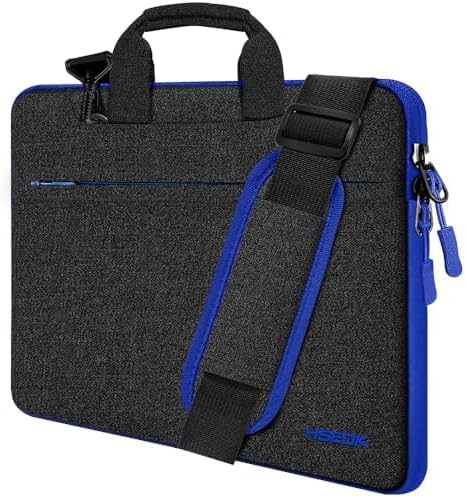 Hseok 17.3 Inch Laptop Shoulder Bag, Water-Resistant & Shockproof Protective Computer Case Compatible with 17.3 inch Dell Asus HP Lenovo Acer MSI Notebooks,Black & Blue