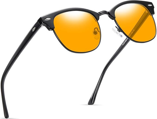 Blue Light Blocking Glasses Vintage Half Frame UV Clear Lens Anti Eyestrain Computer Gaming Glasses for Women Men(P52)