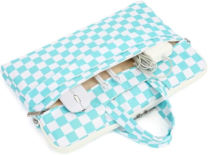 canvaslife Waterproof Pattern Resistant Laptop Shoulder Messenger Bag for Pro 16 inch and 15.6 inch-16 inch Laptop (Ice blue Checker)