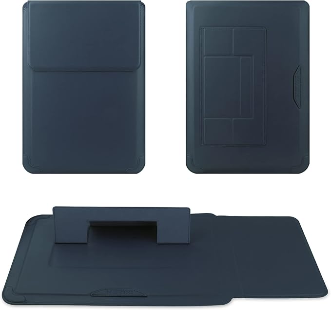 HoYiXi 14 Inch Laptop Sleeve Case Leather Bag with Stand Compatible with Mac Book Pro 14 2021/ASUS Vivobook 14/HP Pavilion X360/IdeaPad 14/Dell HP ASUS Acer Huawei Matebook 14'' PC, Navy