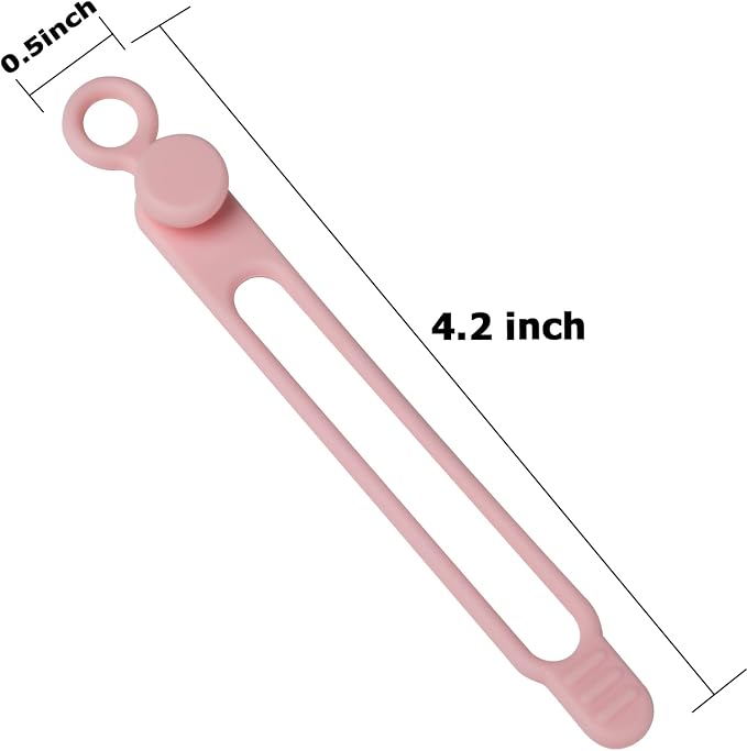 Nearockle 16Pcs Silicone Cable Straps Wire Organizer for Bundling Earphone, Phone Charger, Computer Cords, Reusable Cable Ties Cord Organizer in Home,Office,Kitchen,School(Pink) - Image 2
