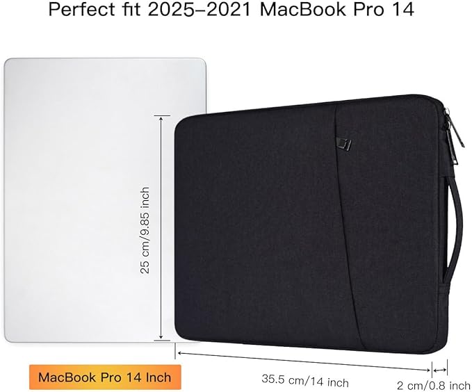 Laptop Sleeve for 14 inch New MacBook Pro M5/M4/ M3/ Pro/Max A3427 A3426 A3434 A3112 A3401 A3185 A2918 2026-2021,Carrying Case Bag with Accessory Pocket, Black