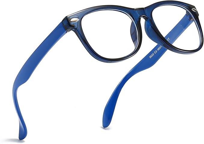 FANNYGO 1 Pack kids Blue Light Blocking Glasses For Girls And Boys Computer Blue Light Blocking Glasses For Age 3-11 (Dark blue)