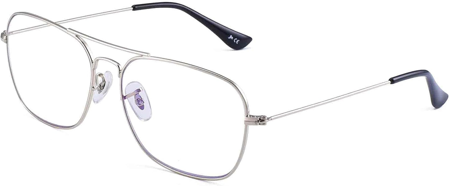 JM Aviator Blue Light Blocking Computer Glasses, Square Eye Protect Video Eyeglasses Anti Glare Men Women