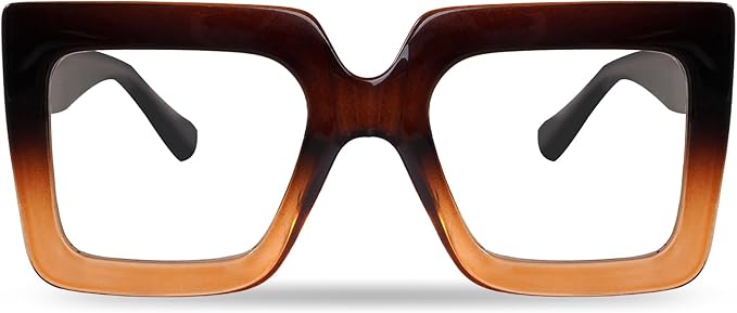 hoyuwak Oversized Square Blue Light Glasses Big Frame Computer Eyewear Thick Fashion Clear Glasses for Women Fashion