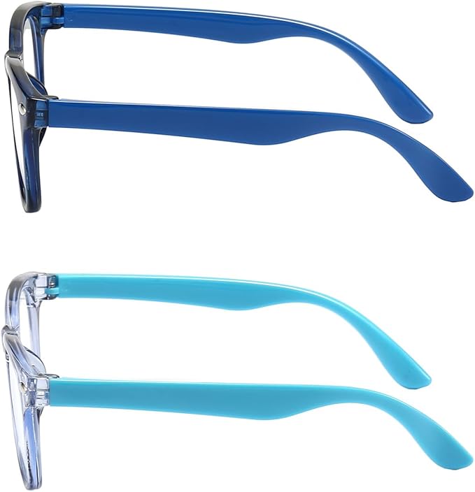 FANNYGO 2 Pack kids Blue Light Blocking Glasses For Girls And Boys Computer Blue Light Blocking Glasses For Age 3-11 (Dark blue + Light blue)