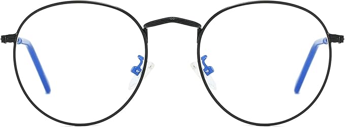 AIEYEZO Blue Light Glasses for Women Men Fashion Retro Circle Wire Frames Eyeglasses Anti-Blue Light Computer Gaming Glasses