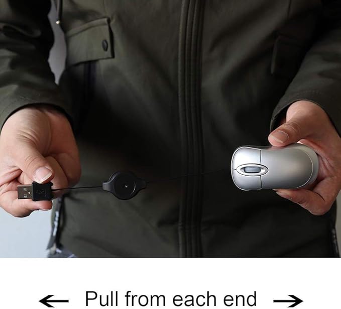 Wired Mouse Mini Small Travel Mice with Retractable Cable Portable Compact Pocket Tiny Handheld Little Optical USB-A Mouse for Laptop PC Computer Macbook Kids Girl Boy Women Men Small Hands Gift
