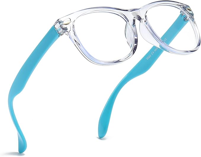 FANNYGO 1 Pack kids Blue Light Blocking Glasses For Girls And Boys Computer Blue Light Blocking Glasses For Age 3-11 (Light blue)