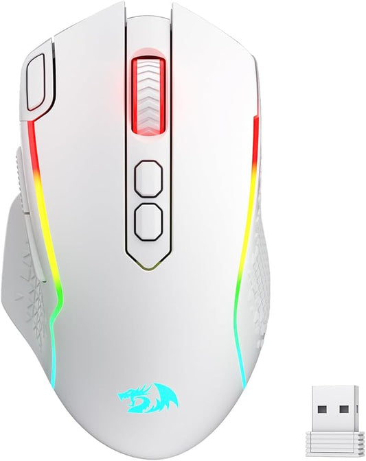 Redragon M810 MAX 3-Mode Wireless Gaming Mouse, 12000 DPI Wired/Wireless RGB Mouse w/Rapid Fire Key, 8 Macro Buttons, 188-Hour Reliable Power Capacity for PC/Mac/Laptop