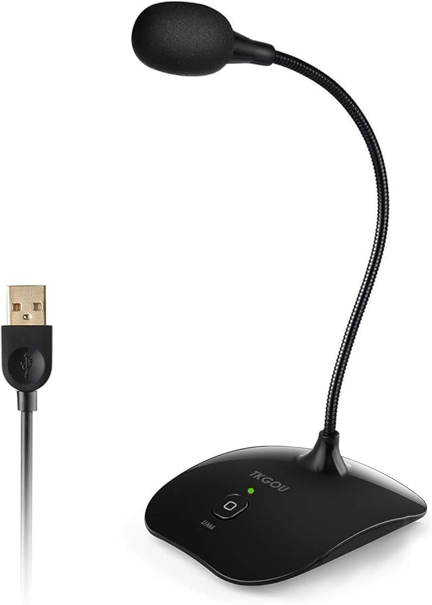 USB Microphone, 360 Degree Adjustable Gooseneck Design, Mute Button & LED Indicator, Noise-Canceling Technology, Plug & Play, Compatible with Windows & MacOS