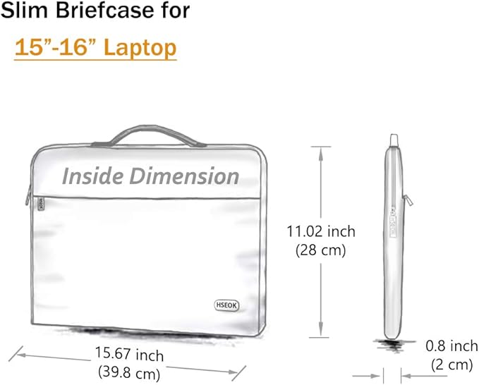Hseok Laptop Sleeve 15.6-16 Inch Case Briefcase Compatible with MacBook Neo 16, MacBook Pro 16 M5/M4/M3/M2/M1, MacBook Air 15 M5, XPS 16 and Most 15.6-16 Notebooks,B01K01
