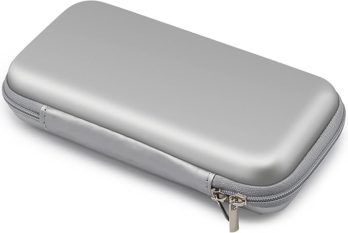 iMangoo Travel Essential Electronics Organizer Charger Case, Shockproof Dual Zipper Power Bank Cables Tech Accessories Pouch Purse, Men & Women Travel Must Have Storage Bag, 6.5x3.2x1 inch Silver