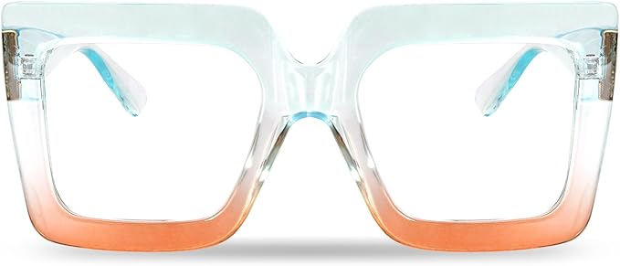hoyuwak Oversized Square Blue Light Glasses Big Frame Computer Eyewear Thick Fashion Clear Glasses for Women Fashion