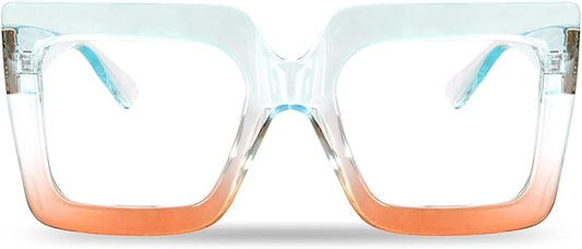 hoyuwak Oversized Square Blue Light Glasses Big Frame Computer Eyewear Thick Fashion Clear Glasses for Women Fashion