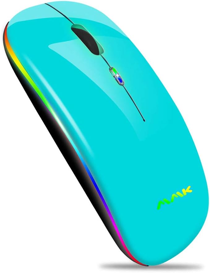 Wireless Bluetooth Mouse for Laptop, Rechargeable Mouse 2.4G USB Optical Wireless Mouse, LED Slim Dual Mode(Bluetooth 5.0 and 2.4G) Wireless for Laptop, PC, Mac OS, Android, Windows (Seafoam)