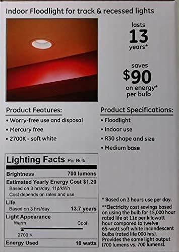 GE LED BR30 Indoor Floodlight Bulb (8 Pack) - Energy Star Certified, Soft White, 10W