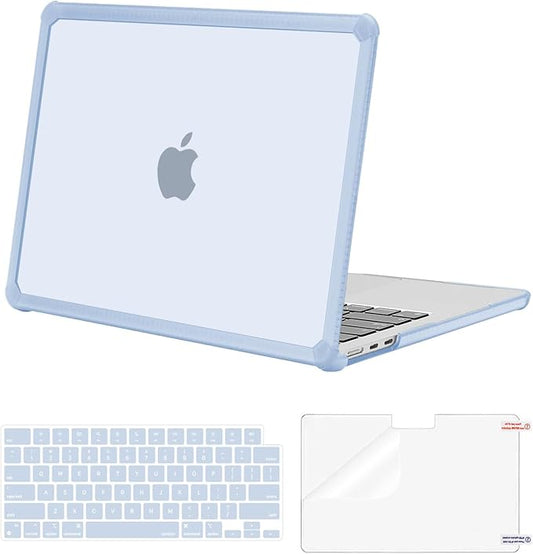 MOSISO Compatible with MacBook Air 13 inch Case M5 2026 M4 2025 M3 M2 2024-2022 A3449 A3240 A3113 A2681,3 in 1 Kit Crack-Resistant Heavy Duty Protective Plastic Hard Case with TPU Bumper, Baby Blue