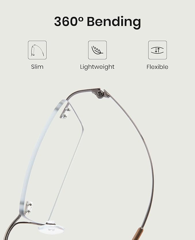 Cyxus 11g Titanium Blue Light Blocking Glasses Men Woman Rimless Ultralight Computer Gaming Office Study Eyeglasses 8602