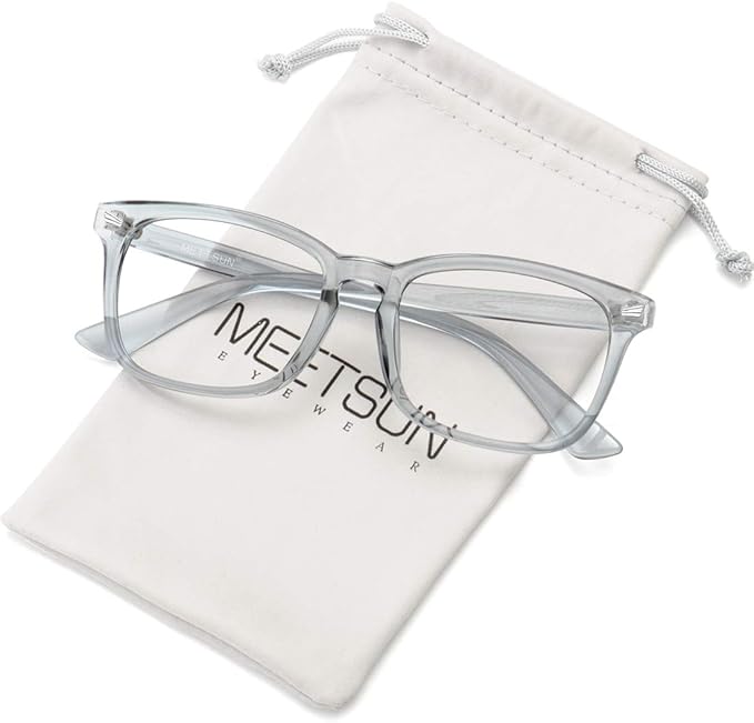 MEETSUN Blue Light Blocking Glasses Women Men, Anti Eye Strain Headache (Sleep Better),Computer Glasses UV400 Lens (Transparent Grey Frame)