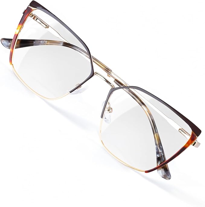 Blue Blockers Glasses for Women, Bluelight Glasses with Cat Eye Frame for Style, Comfort, Eye Strain Relief (Oversized, brown)