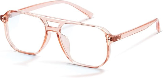 livho Retro Aviator Blue Light Blocking Glasses for Women Men with Soft Case, Trendy Rectangle Computer Eyeglasses
