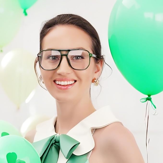 FEISEDY Blue Light Blocking Glasses Fake Nerd Clear Square Computer Lightweight Pilot Glasses Frame Oversized B2866