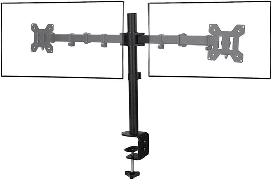 Dual Monitor Mount, Fully Adjustable Dual Monitor Stand for 13"-32" Screens, Holds up to 22lbs per Arm with C-Clamp & Grommet Base