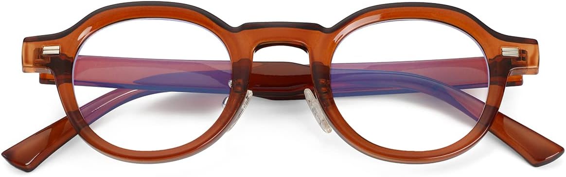 JOVAKIT Trendy Round Blue Light Blocking Glasses for Women Men Retro Vintage Circle Style Non-prescription Computer Glasses