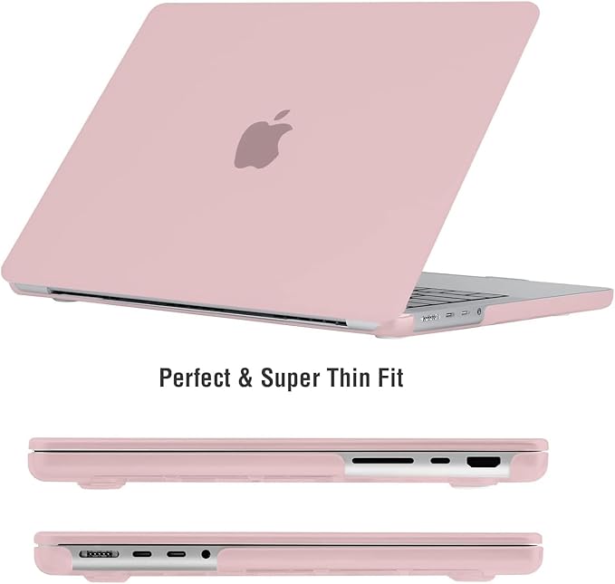 EooCoo Case Compatible with MacBook Pro 14 inch M5 2026-2021 M4 M3 M2 M1 Pro/Max Chip, Hard Shell Cases with Keyboard Cover, Screen Protector - Matte Pink