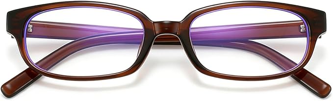 HJSTES Retro Clear Rectangle Glasses for Women Men Fake Blue Light Blocking Lens Narrow Frame Non Prescription Eyeglasses
