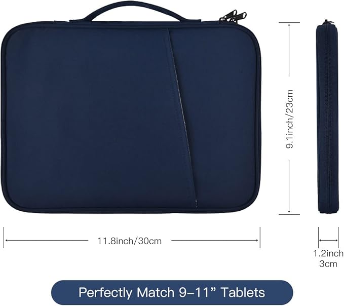 9-11 Inch Tablet Sleeve Bag for iPad Pro 11 M5 M4/Air 11 M2 M3 M4,Samsung Galaxy Tab A9+ S11 S9/S8 Ultra 11"/A8/S7/A7/S6 Lite 10.4"/S5e,iPad Air 5 4 10.9"/Air 2 9.7"/iPad 9 8 10.2" Pouches Case-Blue