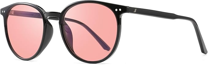 Indoor Fluorescent-41 Pink Round Tinted Blue Light Blocking Glasses for Migraine, Light Sensitivity, Photophobia & LED Gaming Computer Screen Glare RF6213