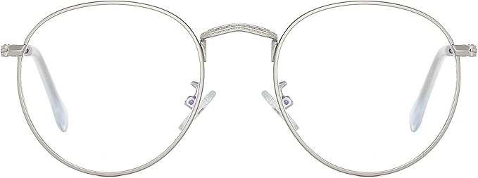 AIEYEZO Blue Light Glasses for Women Men Fashion Retro Circle Wire Frames Eyeglasses Anti-Blue Light Computer Gaming Glasses