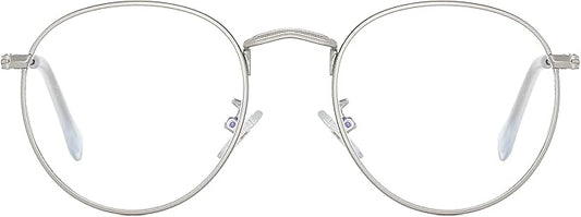 AIEYEZO Blue Light Glasses for Women Men Fashion Retro Circle Wire Frames Eyeglasses Anti-Blue Light Computer Gaming Glasses