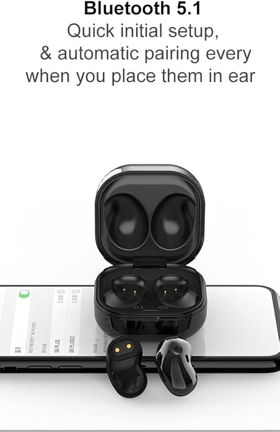 Acuvar Fully Wireless Bluetooth 5.1 Rechargeable iPX4 Waterproof Sweatproof Earbud Headphones with Microphone, Micro USB LCD Clock Charging Case Surround Stereo Bass and Noise Cancelling Calls (Black)