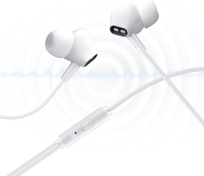 Wired Earbuds Headphones for School with Microphone Noise Isolating Stereo Bass in-Ear Earphones – for Smartphones, Tablets, Schools, Ipads, Multiuse - 3.5mm Plug in Audio Jack - White