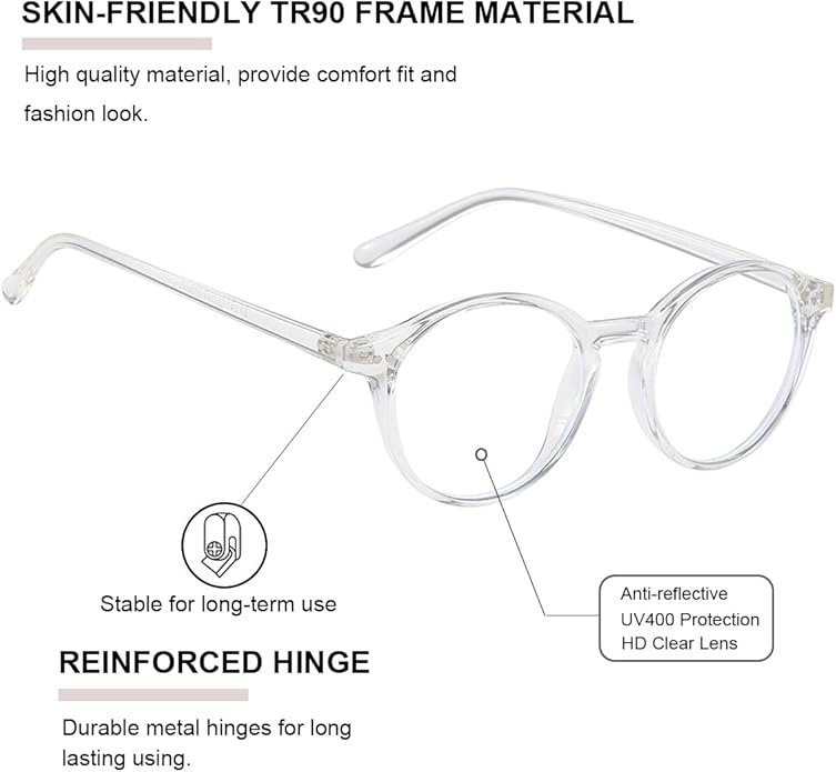 Gleyemor Blue Light Glasses for Men Women, Vintage Round Frame Computer Eyeglasses