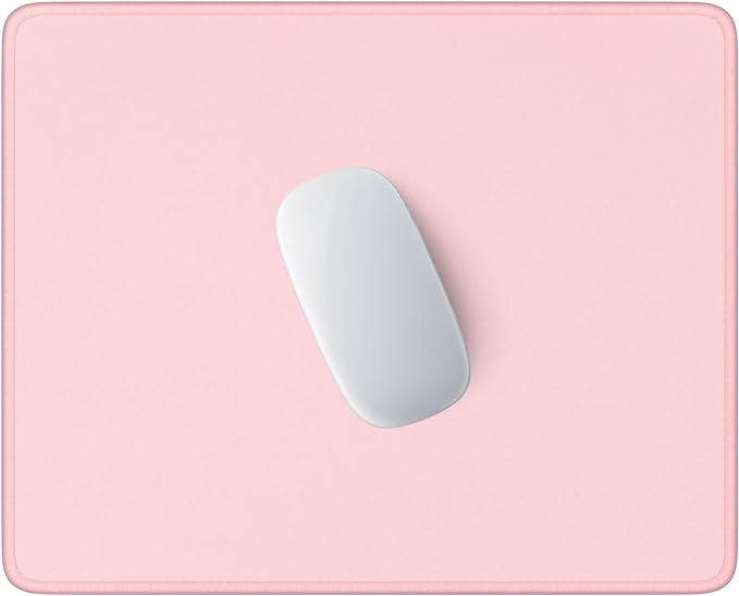 Hsurbtra Mouse Pad, Premium-Textured Square Mousepad 10.2 x 8.3 Inch, Stitched Edge Anti-Slip Waterproof Rubber Pretty Cute Computer Mat for Office Gaming Laptop Women Kids Pink