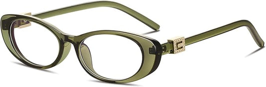 Oval Blue Light Blocking Glasses for Women Retro 90s Glasses Computer TV Eyeglasses Anti Eyestrain
