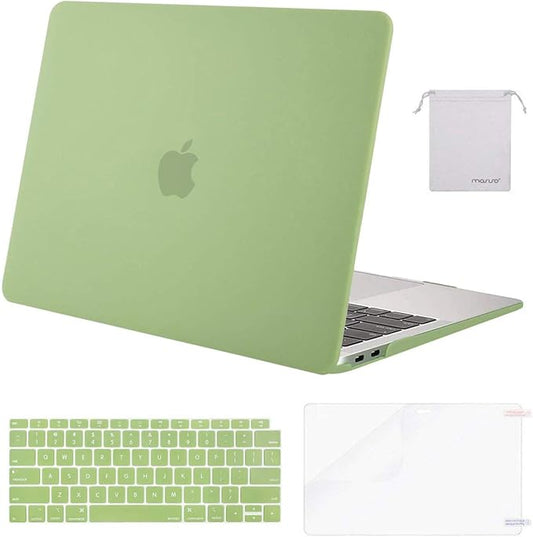 MOSISO Compatible with MacBook Air 13 inch Case M1 Chip 2021-2018 Release A2337 A2179 A1932, Plastic Hard Shell&Keyboard Cover&Screen Film&Storage Bag for MacBook Air 13.3 inch Case, Chartreuse
